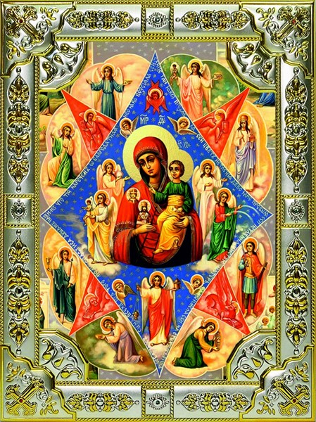 Икона Неопалимая Купина, икона Божией Матери, 18х24 см, со стразами 21237 - фото 34999