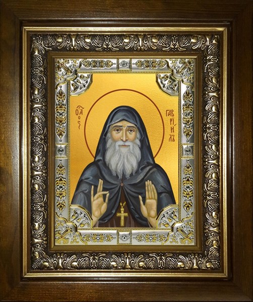 Икона Гавриил (Ургебадзе) архимандрит, преподобный, в киоте 24х30 см 21270