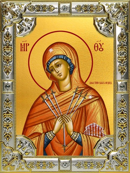 Икона Умягчение злых сердец, икона Божией Матери, 18х24 см, со стразами 21418 - фото 35175