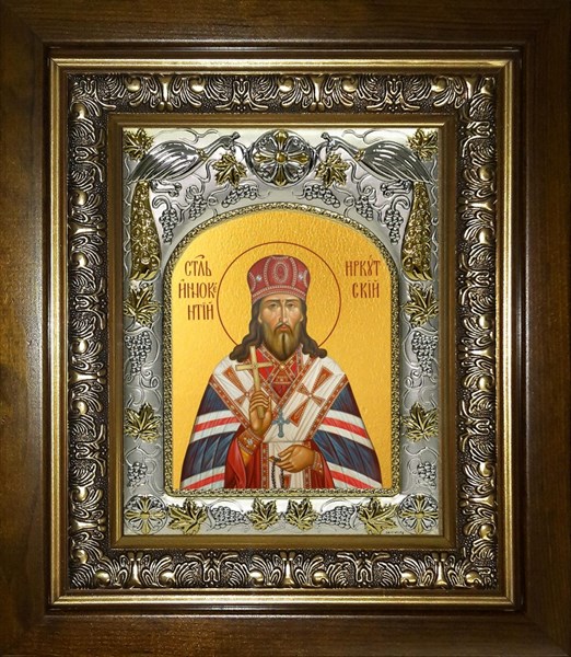 Икона Иннокентий (Кульчицкий), митрополит Иркутский, святитель, в киоте 20х24 см 21478 - фото 35231