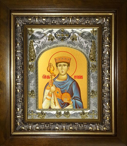 Икона Иустиниан царь, в киоте 20х24 см 21569