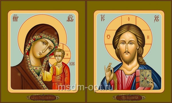 Икона Венчальная пара Господь Вседержитель и Казанская Божия Матерь 21943