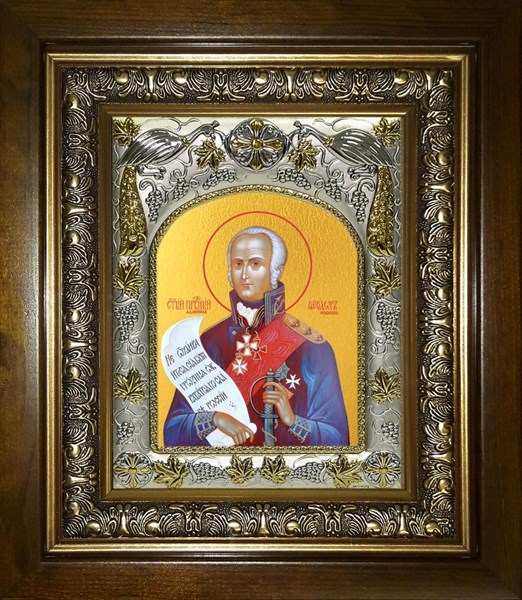 Икона Феодор (Фёдор) Ушаков, праведный воин, в киоте 20х24 см 22929