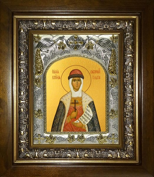 Икона Ольга равноапостольная великая княгиня, в киоте 20х24 см 23328