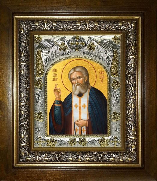 Икона Серафим Саровский преподобный, чудотворец, в киоте 20х24 см 23530 - фото 37242