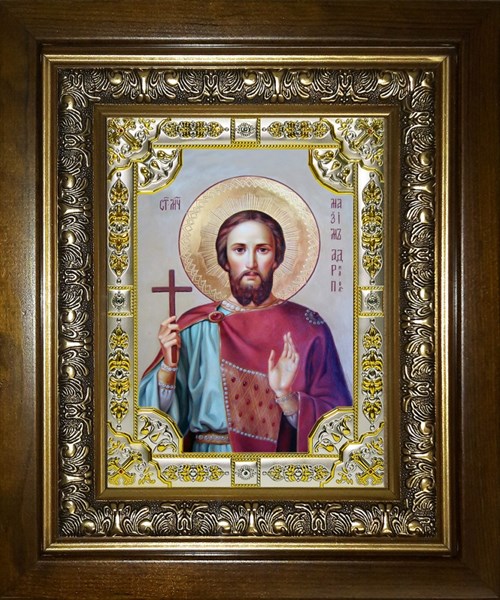 Икона Максим Адрианопольский, в киоте 24х30 см 23551