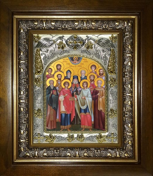 Икона Собор святых целителей, в киоте 20х24 см 23583