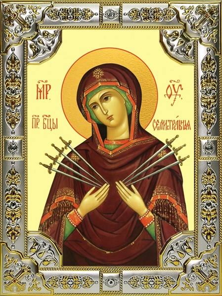 Икона Семистрельная икона Божией Матери, 18х24 см, со стразами 24108