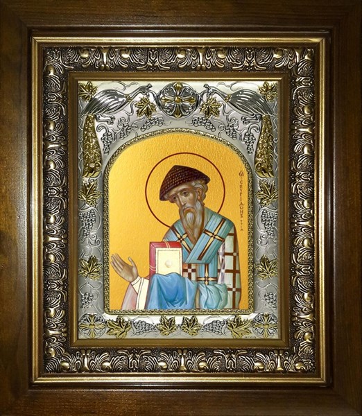Икона Спиридон Тримифунтский святитель, в киоте 20х24 см 24304
