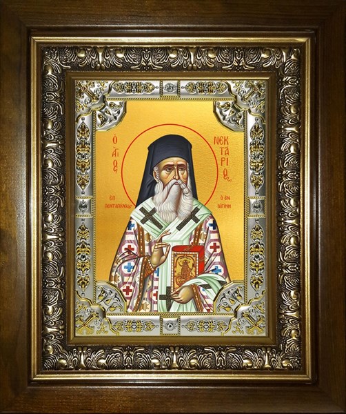 Икона Нектарий Эгинский святитель, в киоте 24х30 см 24319 - фото 38010