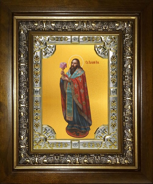 Икона Василий Великий святитель, в киоте 24х30 см 24380