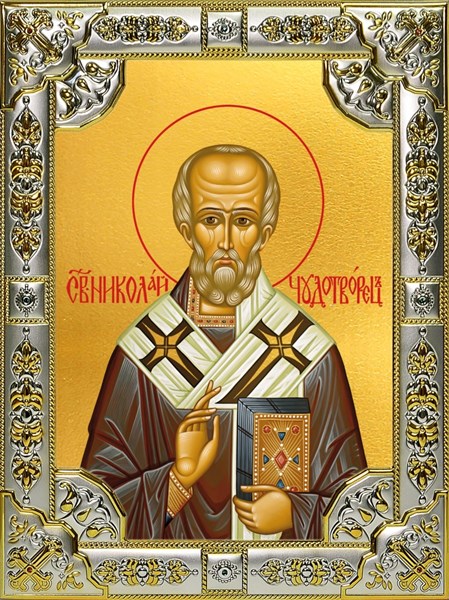 Икона Николай чудотворец, архиепископ Мир Ликийских, святитель, 18х24 см, со стразами 24441 - фото 38131