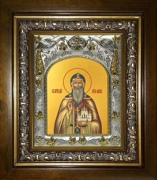 Икона Олег Брянский, благоверный князь, в киоте 20х24 см 24462 - фото 38151