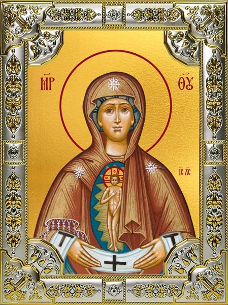 Икона Слово плоть бысть, икона Божией Матери, 18х24 см, со стразами 24491