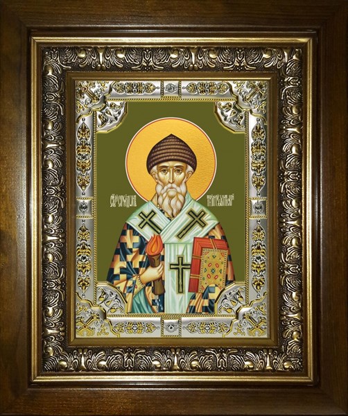 Икона Спиридон Тримифунтский святитель, в киоте 24х30 см 24627