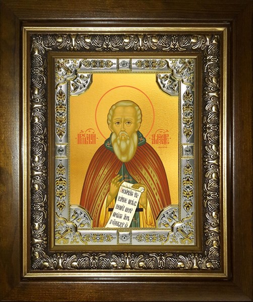 Икона Александр Свирский преподобный, в киоте 24х30 см 24633
