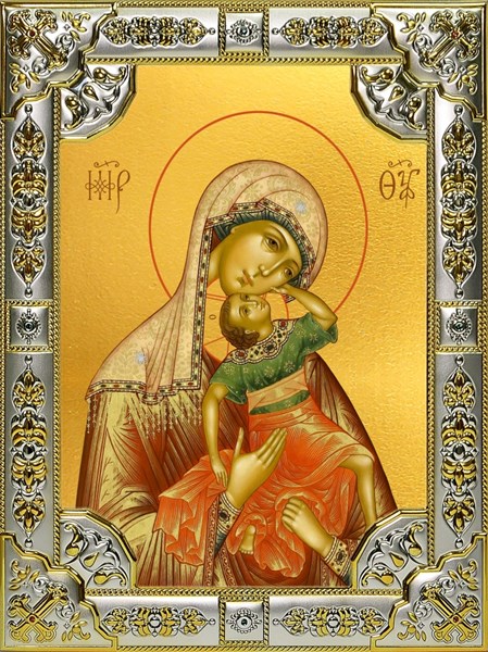 Икона Акидимская икона Божией Матери (Взыграние младенца), 18х24 см, со стразами 24734 - фото 38411
