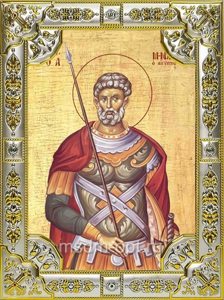 Икона Мина Котуанский (Фригийский) великомученик, 18х24 см, со стразами 24788