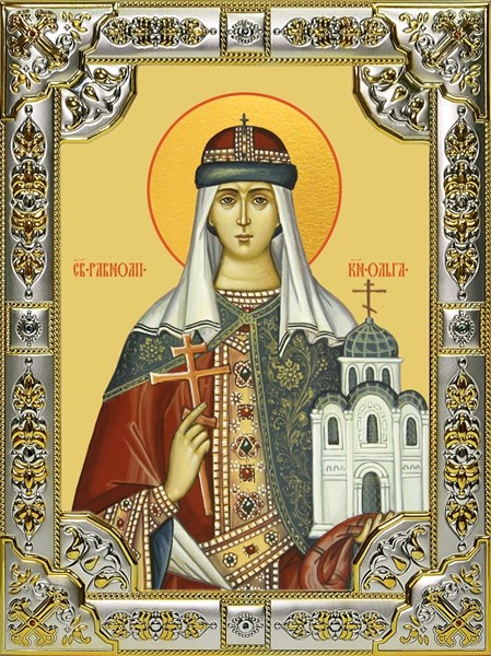 Икона Ольга равноапостольная великая княгиня, 18х24 см, со стразами 24839 - фото 38514