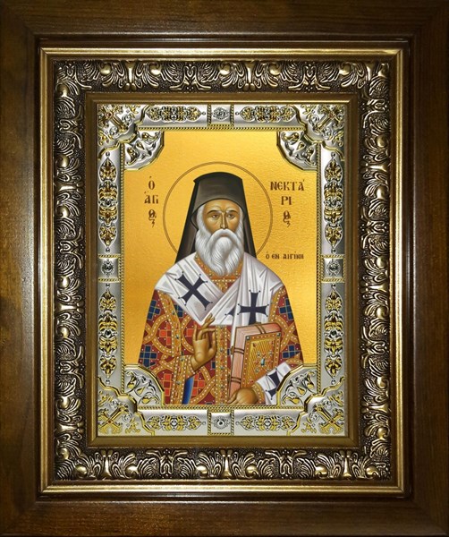 Икона Нектарий Эгинский святитель, в киоте 24х30 см 24919