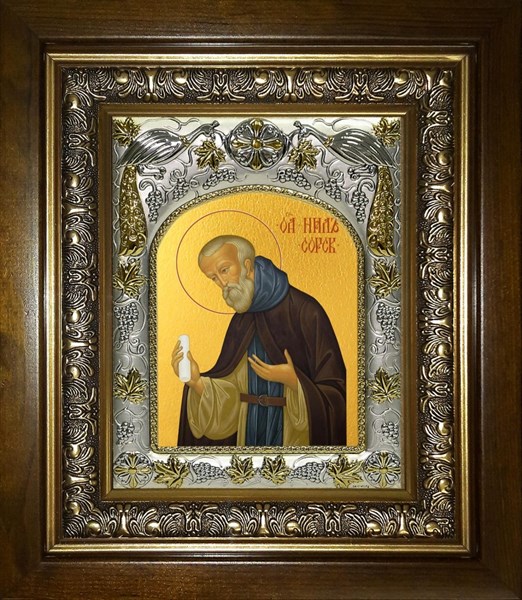 Икона Нил Сорский преподобный, в киоте 20х24 см 24997