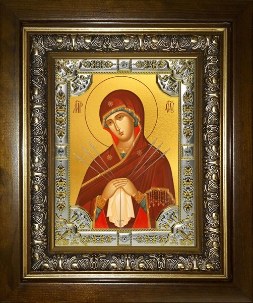 Икона Умягчение злых сердец, икона Божией Матери, в киоте 24х30 см 25024 - фото 38694