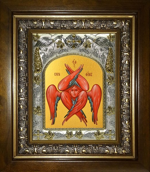 Икона Серафим Шестикрылый, в киоте 20х24 см 25151