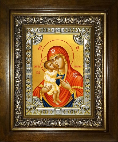 Икона Жировицкая икона Божией Матери, в киоте 24х30 см 25164