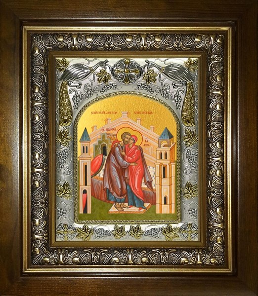 Икона Зачатие святой Анны, егда зачат святую Богородицу, в киоте 20х24 см 25172