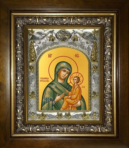 Икона Тихвинская икона Божией Матери, в киоте 20х24 см 25286 - фото 38949