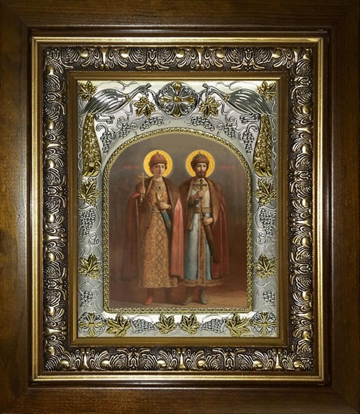 Икона Борис и Глеб благоверные князья-страстотерпцы, в киоте 20х24 см 25432 - фото 39092