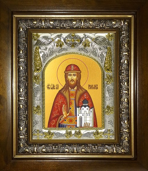 Икона Роман Олегович Рязанский, благоверный князь, в киоте 20х24 см 25582