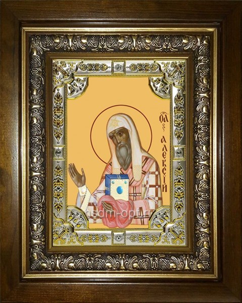 Икона Алексий (Алексей), митрополит Московский и всея Руси, чудотворец, святитель, в киоте 24х30 см 25775 - фото 39429