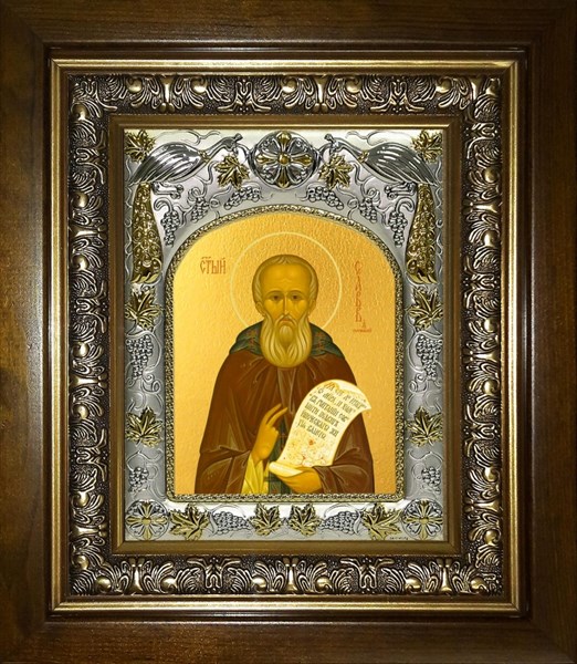 Икона Савва Сторожевский преподобный, в киоте 20х24 см 25955