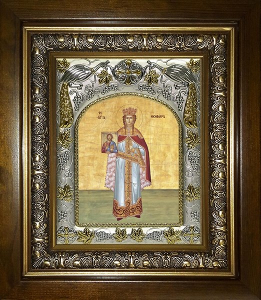 Икона Феодора Цареградская преподобная, в киоте 20х24 см 25967