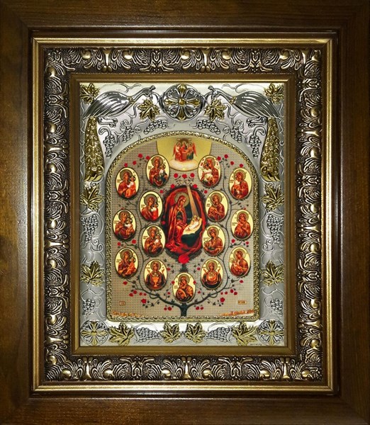 Икона Древо Пресвятой Богородицы, в киоте 20х24 см 25999