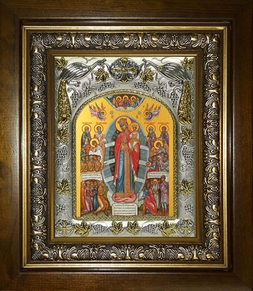 Икона Всех скорбящих Радость икона Божией Матери, в киоте 20х24 см 26137 - фото 39784