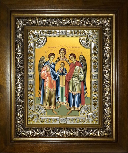 Икона Михаил, Гавриил и Рафаил архангелы, в киоте 24х30 см 26138 - фото 39785
