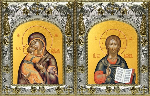 Икона Венчальная пара - Господь Вседержитель и Владимирская Божия Матерь 26243 - фото 39887
