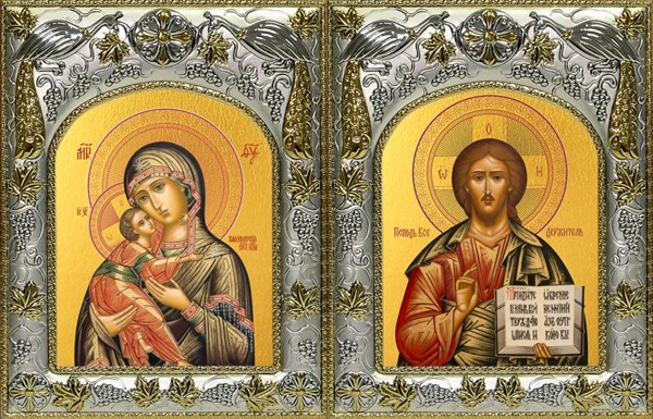 Икона Венчальная пара - Господь Вседержитель и Владимирская Божия Матерь 26270