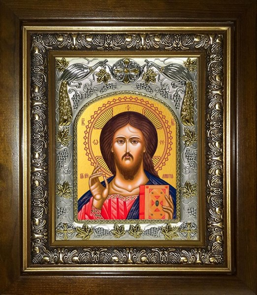 Икона Господь Вседержитель, в киоте 20х24 см 26334