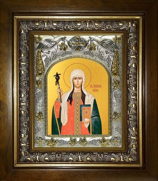 Икона Нина просветительница Грузии, равноапостольная, в киоте 20х24 см 26373