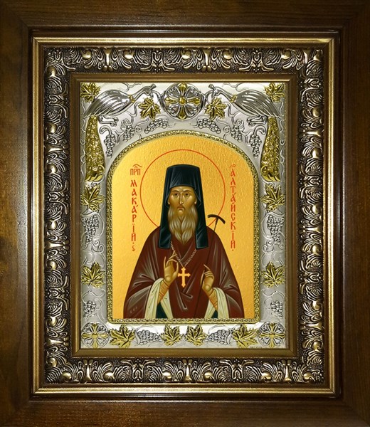 Икона Макарий Алтайский, преподобный, в киоте 20х24 см 26389