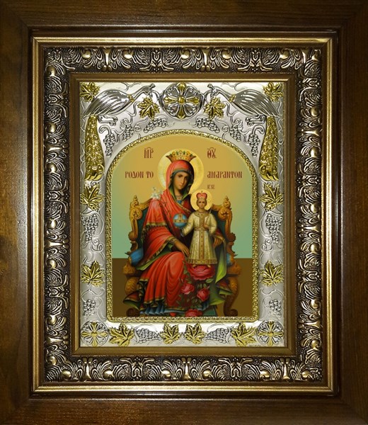 Икона Неувядаемая роза, икона Божией Матери, в киоте 20х24 см 26398 - фото 40037