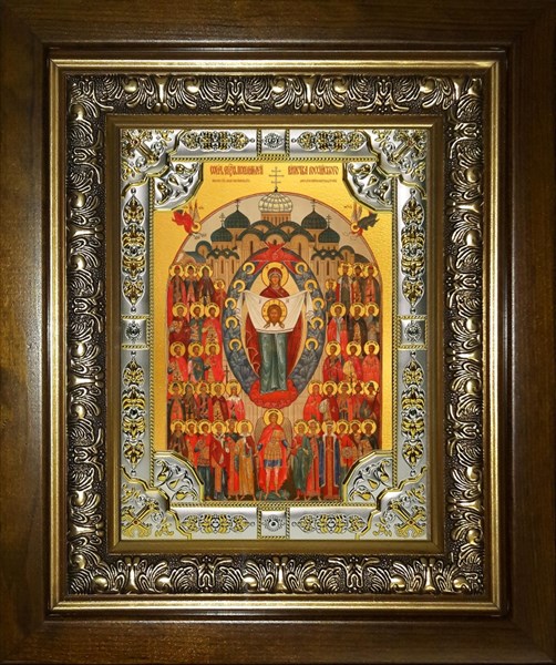 Икона Собор святых покровителей воинства Российского,в киоте 24х30 см 26471