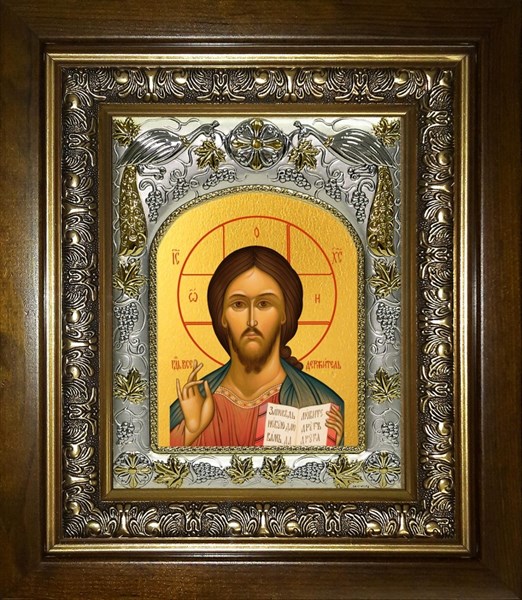 Икона Господь Вседержитель, в киоте 20х24 см 26524