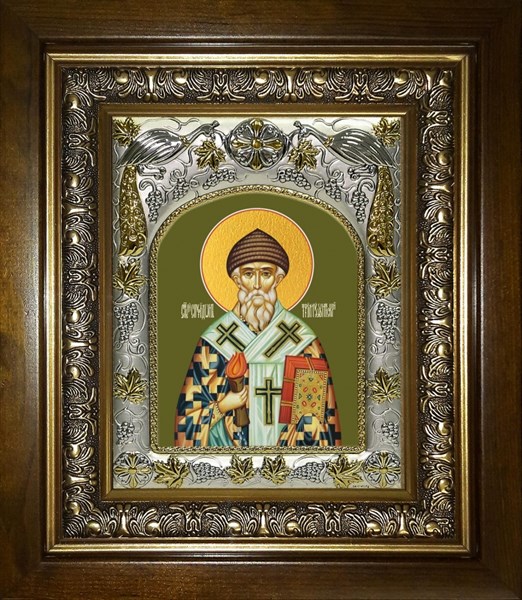 Икона Спиридон Тримифунтский святитель, в киоте 20х24 см 26533