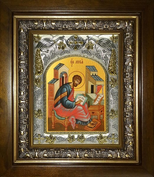 Икона Лука апостол, в киоте 20х24 см 26606