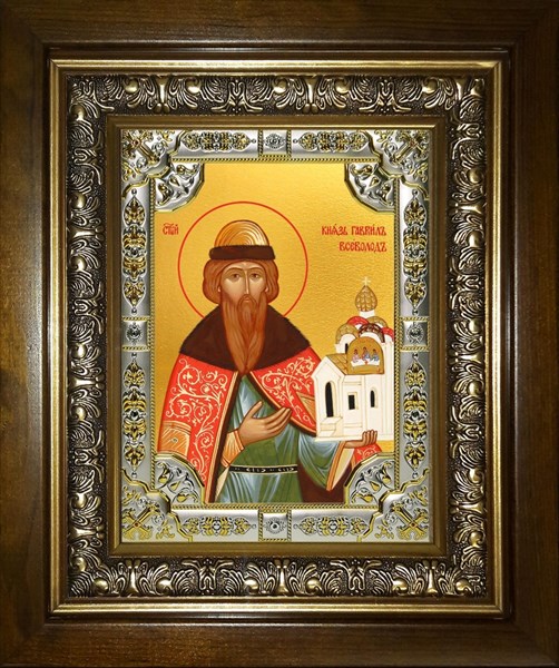 Икона Всеволод Псковский во святом крещении Гавриил, благоверный князь, в киоте 24х30 см 26614 - фото 40253
