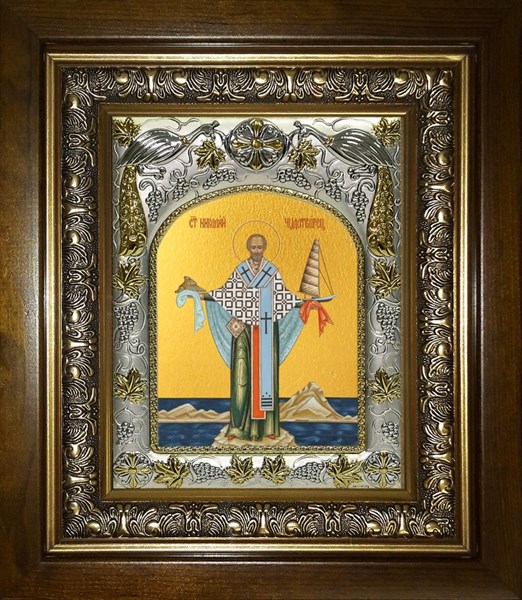 Икона Николай чудотворец, архиепископ Мир Ликийских, святитель, в киоте 20х24 см 26665 - фото 40303